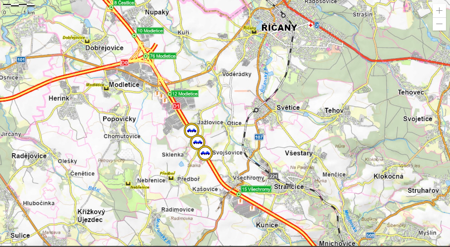 Místa ranních nehod na brněnské dálnici D1.jpg