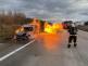 324-Požár dodávkového vozidla s pohonem na zemní plyn na Pražském okruhu u Jesenice