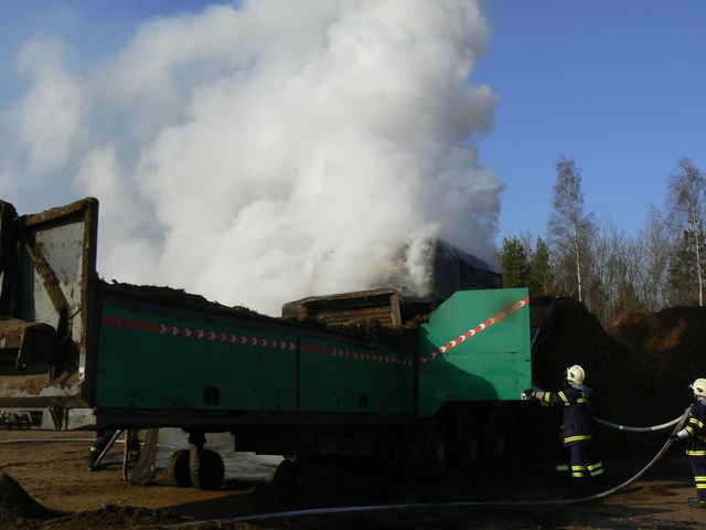 Požár drtiče na biomasu