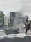 PHA_DN na dálnici D11_zasahující hasiči likvidují požár osobního vozu a kamionu