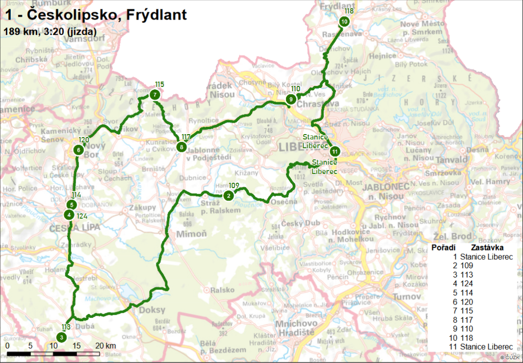 distribuční mapa Frýdlant