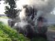 Tři jednotky hasičů likvidovaly požár vyvážecí soupravy u Náměště nad Oslavou.