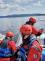 Příprava na vlečení plavidla za motorovým člunem na laně v průběhu výcviku instruktorů pro práci na vodní hladině, který probíhal 9. až 12. května 2022 na Lipně