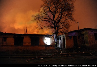 Požár bývalého drážního domku 31. 12. 2015