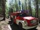 Výcvik hašení lesních požárů - hasící automobil a hadicové vedení v lese