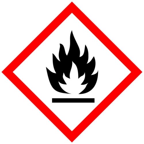Symbol nebezpečných chemických látek na obalu podle CLP - znak plamen